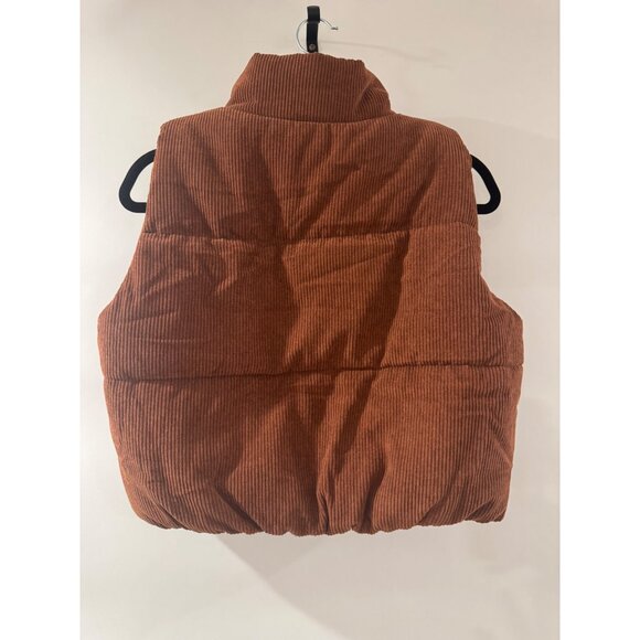 Ambiance Oversized Corduroy Puffer Vest Rust Brown Womens L - Picture 3 of 4